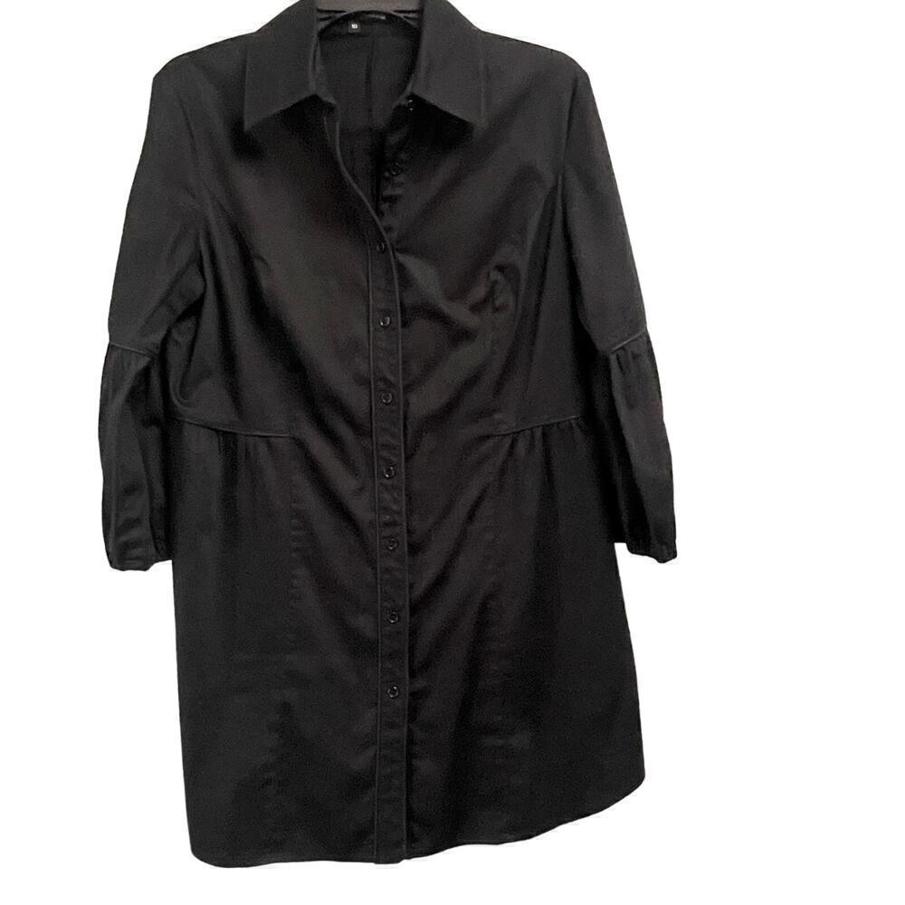 Etcetera Black Button Down Shirt Dress Size 10 EUC Office Casual Dressy
